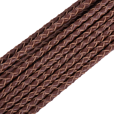 Brown Round Braided Leather Necklace Cords for Jewelry Making WL-PH0002-01B-1