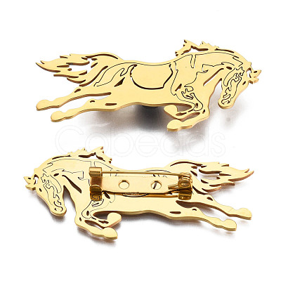 201 Stainless Steel Horse Lapel Pin JEWB-N007-131G-1