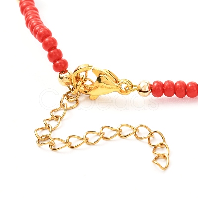 Crimson Glass Seed Beaded Necklaces NJEW-JN03724-02-1