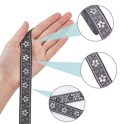 SUPERFINDINGS 2 Rolls 2 Colors Ethnic Style Embroidery Polyester Ribbons OCOR-FH0001-15A-1