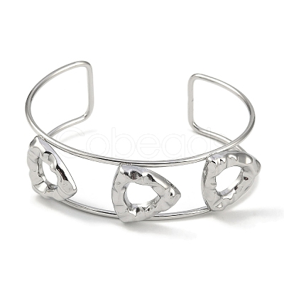 Non-Tarnish 304 Stainless Steel Wide Textured Open Cuff Bangles BJEW-Q348-05P-03-1