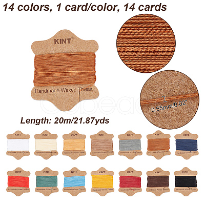 Nbeads 14 Cards 14 Colors Waxed Nylon Cord YC-NB0001-03-1