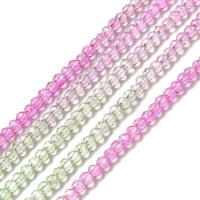 Transparent Gradient Color Glass Beads Strands GLAA-H021-01B-01-1