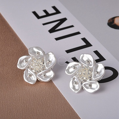 Flower Brass Stud Earring EJEW-L288-006S-1