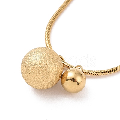 Ion Plating(IP) 304 Stainless Steel Double Round Ball Pendant Necklace for Women NJEW-A004-19G-1