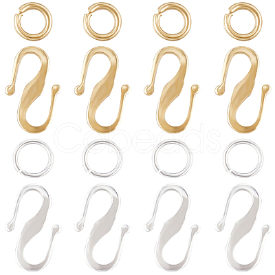 CREATCABIN 60Pcs 2 Color Brass S Hook Clasps KK-CN0002-84-1