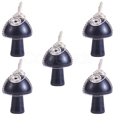 Natural Obsidian Pendants PALLOY-SW0004-07-1