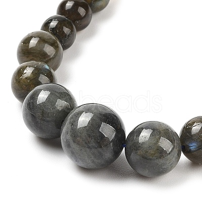 Natural Labradorite Round Beads Bracelets & Necklaces Sets SJEW-L132-23-1