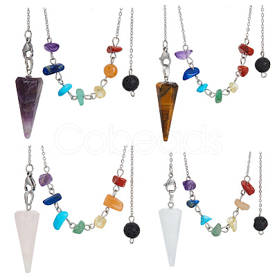 HOBBIESAY 1 Set Hexagonal Cone Natural Gemstone Dowsing Pendulums FIND-HY0003-34-1