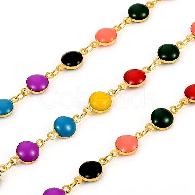 Handmade Brass Enameled Link Chains X-CHC-F011-14-G-1