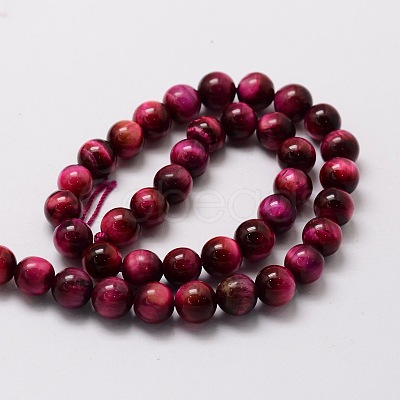 Natural Tiger Eye(Dyed & Heated) Round Beads Strands G-E329-8mm-40D-1