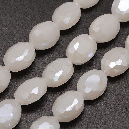 Electroplated Imitation Jade Glass Beads Strands EGLA-J107-E13-1