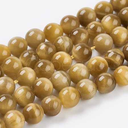 Natural Gold Tiger Eye Beads Strands X-G-C076-6mm-1AA-1