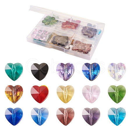 Craftdady 150Pcs 15 Colors Transparent Glass Beads GLAA-CD0001-09-1