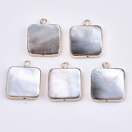 Natural Black Lip Shell Pendants SSHEL-R045-09-1