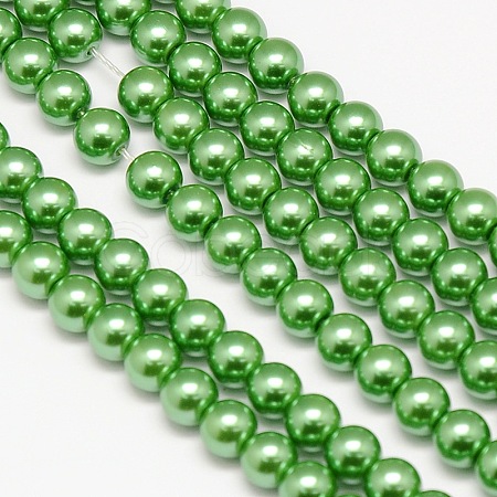 Eco-Friendly Dyed Glass Pearl Round Beads Strands HY-A002-6mm-RB074-1