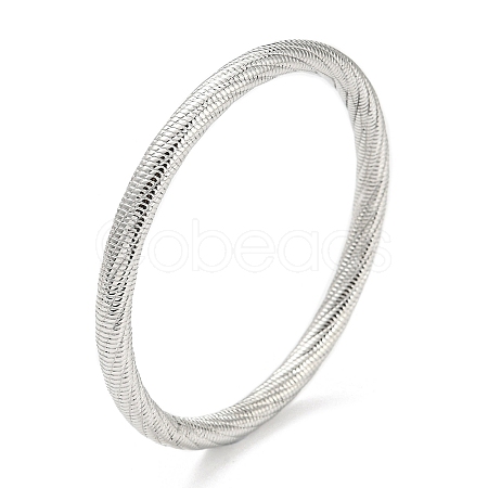 304 Stainless Steel Textured Bangles BJEW-G686-01P-1