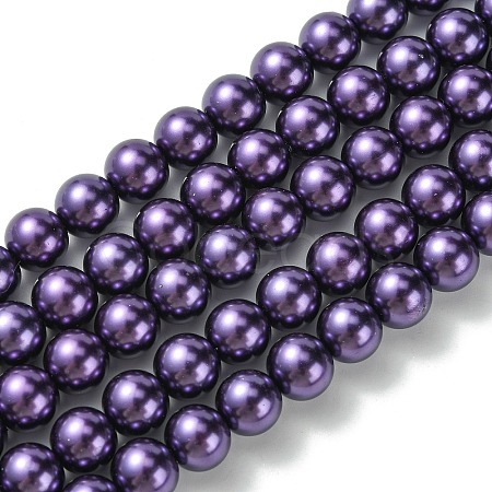 Eco-Friendly Dyed Glass Pearl Round Bead Strands X-HY-A002-10mm-RB099-1