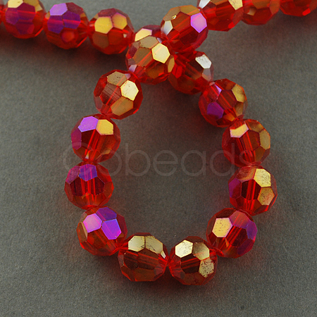Electroplate Glass Beads Strands X-EGLA-R016-8mm-10-1