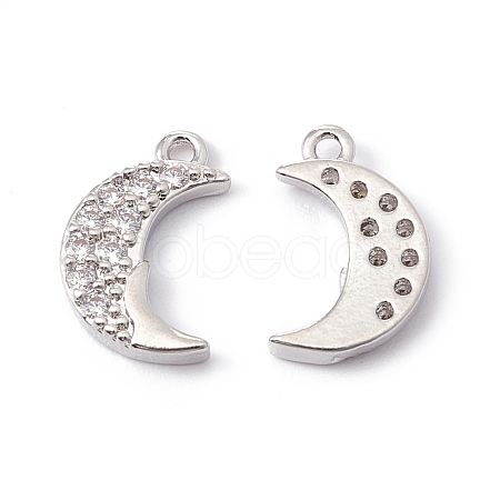 Rack Plating Brass Micro Pave Clear Cubic Zirconia Charms KK-G433-13P-1