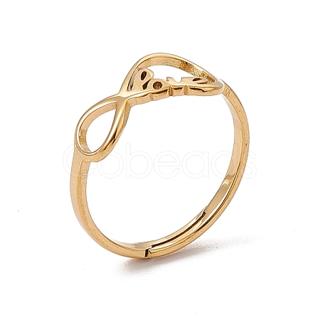 Ion Plating(IP) 201 Stainless Steel Infinity Love Adjustable Ring for Women RJEW-C045-03G-1