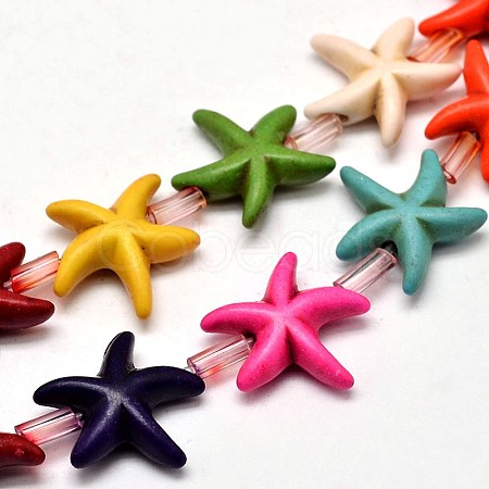 Starfish/Sea Stars Synthetic Turquoise Bead Strands G-M150-03-1