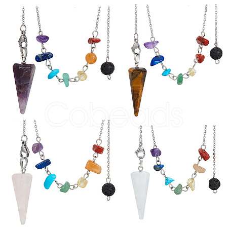 HOBBIESAY 1 Set Hexagonal Cone Natural Gemstone Dowsing Pendulums FIND-HY0003-34-1