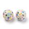 Opaque Printed Acrylic Beads, Round with Dot Pattern, Colorful, 10x9.5mm, Hole: 2mm