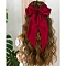 Solid Color Long Bowknot Satin Hair Barrettes, Hair Accessories for Women & Girls, FireBrick, 360x70mm