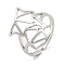 Non-Tarnish 304 Stainless Steel Rings, Hollow Animal Fox Head, Stainless Steel Color, US Size 7 3/4(17.9mm)