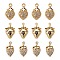 6Pcs Brass Micro Pave Clear Cubic Zirconia Charms, Long-Lasting Plated, Strawberry, Clear, 12~13x6~8x2~3.5mm, Hole: 0.8~1.2mm