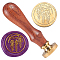 Wax Seal Stamp Set, Golden Plated Sealing Wax Stamp Solid Brass Head, with Retro Wood Handle, for Envelopes Invitations, Gift Card, Flower, 83x22mm, Head: 7.5mm, Stamps: 25x14.5mm