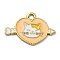 Zinc Alloy Pendants, Light Gold, Heart with Cat Charm, Sandy Brown, 17.5x25.5x1.5mm, Hole: 2.2mm