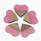 Transparent Resin & Walnut Wood Pendants, Heart, Hot Pink, 24x25x3.5~4mm, Hole: 2mm