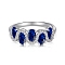 Anti-Tarnish Rhodium Plated 925 Sterling Silver Wave Finger Rings, Oval Cubic Zirconia Ring for Women Men, Blue, 6.5mm, Inner Diameter: US Size 6 3/4(17.1mm)