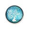 Round with Deer Glass Brooches, Platinum Plated Zinc Alloy Pins, for Backpack Clothes, Deep Sky Blue, 18x5.5mm