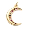 Moon Theme Rack Plating Brass Micro Pave Cubic Zirconia Pendants, Long-Lasting Plated, Lead Free & Cadmium Free, Golden, 20x14.5x2mm, Hole: 3.4mm