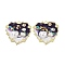 Rack Plating Alloy Enamel Pendants, with Resin, ABS Imitation Pearl Beads, Rhinestone and Glass Beads, Cadmium Free & Nickel Free & Lead Free, Heart, Purple, 47x48.5x8mm, Hole: 2.5mm