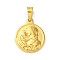 304 Stainless Steel Pendants, Religious, Flat Round with Saint Charm, Golden, 22x18.5x3mm, Hole: 4x3mm