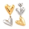 Ion Plating(IP) 304 Stainless Steel Stud Dangle Earrings, Heart, Golden & Stainless Steel Color, 33x13mm