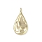 Brass Pendants, Uneven Water Drop Charms, Real 18K Gold Plated, 16.5x8.5x3mm, Hole: 1.2mm