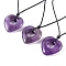 Natural Amethyst Pendant Necklaces, Heart, 19.29~28.35 inch(49~72cm)