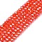 Electroplate Glass Beads Strands, Opaque Solid Color, AB Color Plated, Faceted, Rondelle, Orange Red, 2.9~3.3x2mm, Hole: 0.8mm, about 148~150pcs/strand, 39.5~40cm