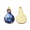 Alloy Printed Pendants, Cadmium Free & Nickel Free & Lead Free, Bulb, Marine Blue, 28x17x2mm, Hole: 1.8mm