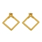 Ion Plating(IP) 304 Stainless Steel Hollow Rhombus Stud Earrings, Golden, 27x27mm