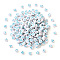 White Opaque Acrylic Beads, Flat Round with Expression, Turquoise, 7x4mm, Hole: 1.6mm, 200pcs/set