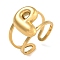 304 Stainless Steel Finger Ring, Real 18K Gold Plated Cuff Ring, Letter P, Inner Diameter: 18mm, Letter: 14~15x6.5~19mm