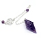 Natural Amethyst Dowsing Pendulum Big Pendants, Undyed, with Platinum Plated Metal Findings, Cone Charm, 240mm