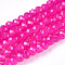 Baking Painted Imitation Jade Glass Bead Strands, Faceted Rondelle, Fuchsia, 4x3mm, Hole: 1mm, about 113~115pcs/strand, 41~42cm