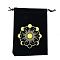 Velvet Moon Phase Printed Packing Tarot Pouches, Drawstring Bags, Rectangle, Black, 18x13cm